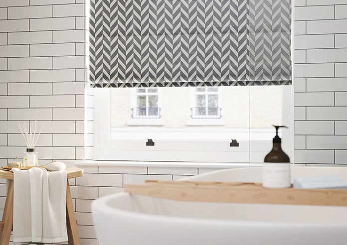 Chevron Stripe, Grey - Motorised Roman Blind - Image 5